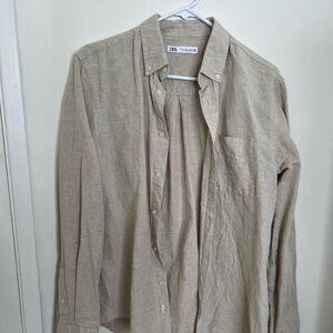 Zara Oatmeal Linen Shirt